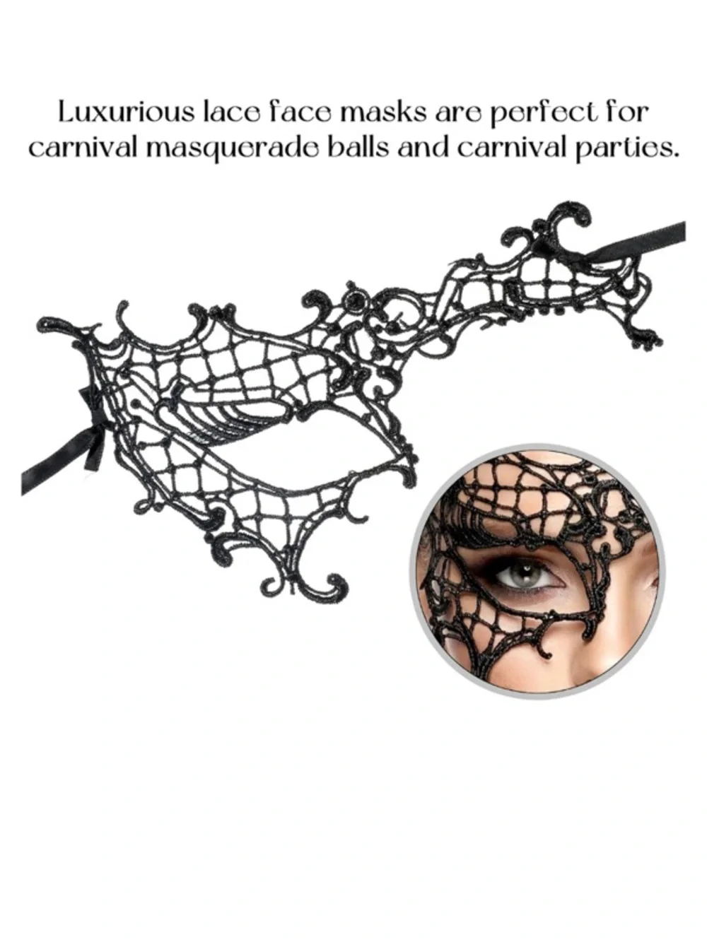 💞 New Black Lace Filigree Masquerade Mask